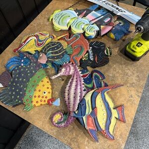 Colorful Fish and Seahorse Wall Decor Set